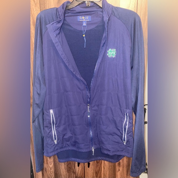 Men’s Gold by Peter Millar Norte Dame Navy Performance Jacket - Picture 3 of 5